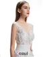 Exquise-ligne Encolure Percé Fleurs En Dentelle Carrée Robe De Mariée Dos Nu En Mousseline De Soie