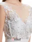 Exquise-ligne Encolure Percé Fleurs En Dentelle Carrée Robe De Mariée Dos Nu En Mousseline De Soie