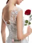 Exquise-ligne Encolure Percé Fleurs En Dentelle Carrée Robe De Mariée Dos Nu En Mousseline De Soie