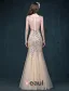 Glitter Trumpet / Mermaid V-neck Beading Rhinestone Backless Champagne Evening Dress/ Prom Dress