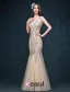 Glitter Trumpet / Mermaid V-neck Beading Rhinestone Backless Champagne Evening Dress/ Prom Dress