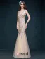 Glitter Trumpet / Mermaid V-neck Beading Rhinestone Backless Champagne Evening Dress/ Prom Dress