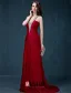 A-line Beading Paljetter Grimma V-ringad Backless Rufsa Charmeuse Aftonklänning