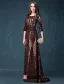 Empire Square Neckline Lace Flowers Black Sequins Evening Dress