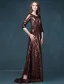 Empire Square Neckline Lace Flowers Black Sequins Evening Dress