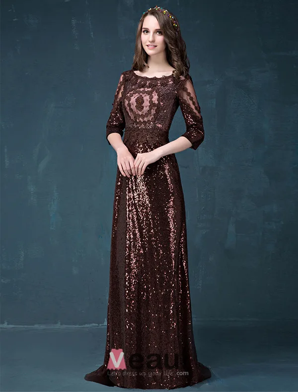 Empire Square Neckline Lace Flowers Black Sequins Evening Dress