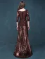 Empire Square Neckline Lace Flowers Black Sequins Evening Dress