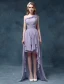 Empire One-shoulder Flower Ruffle Asymmetrical Chiffon Cocktail Dress