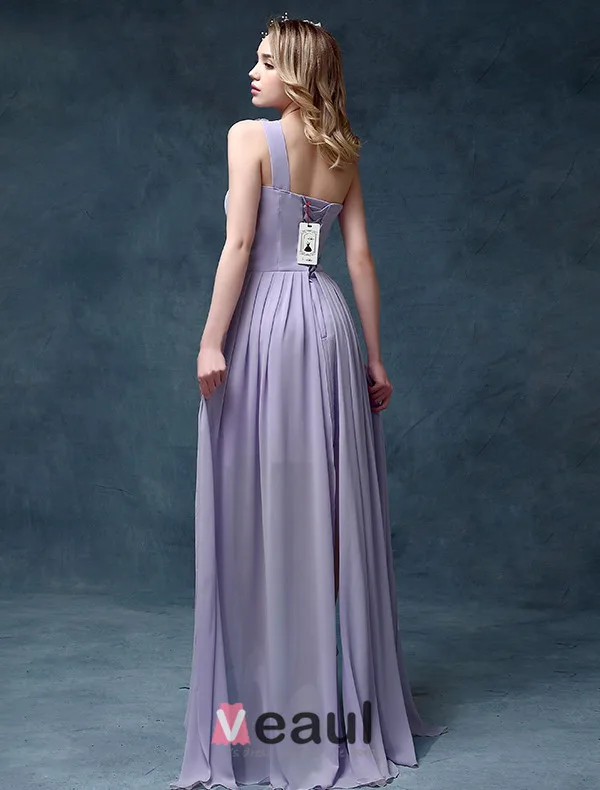 Empire One-shoulder Flower Ruffle Asymmetrical Chiffon Cocktail Dress
