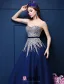 Glitter A-linje Kjæreste Beading Paljetter Ramma Royal Blue Organza Balljoler