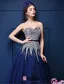 Glitter A-linje Kjæreste Beading Paljetter Ramma Royal Blue Organza Balljoler