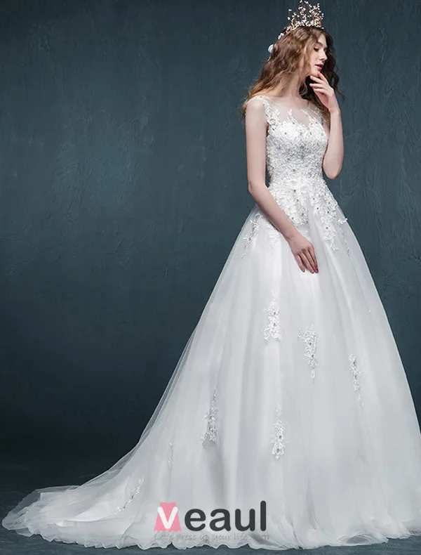 A-line Fyrkantig Ringning Applikationer Spets Beading Strass Organza Bröllopsklänning