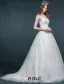 A-line Fyrkantig Ringning Applikationer Spets Beading Strass Organza Bröllopsklänning