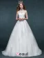 A-line Fyrkantig Ringning Applikationer Spets Beading Strass Organza Bröllopsklänning