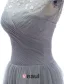 2015 A-line Lace Square Neckline Beading Ruffle Grey Tulle Evening Dress