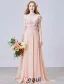 A-ligne Percé À La Main Des Fleurs De Dentelle Sans Dossier Perle Robe De Soirée En Mousseline De Soie Rose