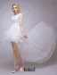 2015 A-line Square Neckline Beading & Lace  Summer Short Asymmetrical Wedding Dress