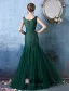 Glamorous Quadratischen Ausschnitt Mit Metallkette Grüne Spitze Organza Abendkleid