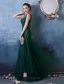Glamorous Quadratischen Ausschnitt Mit Metallkette Grüne Spitze Organza Abendkleid