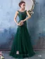 Glamorous Quadratischen Ausschnitt Mit Metallkette Grüne Spitze Organza Abendkleid