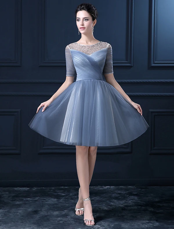 Knee Length Blue Dresses | Veaul