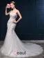 Sweetheart Sirène Sexy Fleurs En Dentelle Décolleté Manches Robe De Mariage De Fuite