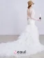 Sirène V-cou Imprenable Volants Dos Nu En Cascade Fuite Longue Robe De Mariée En Dentelle