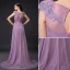 Princess Empire Pierced Crystal Applique Lace Diamond Silk Purple Evening Dress