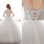 Elegant Lace Wedding Dress Scoop Neckline Pierced Bridal Ball Gown With Sash