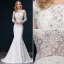 Sirène Encolure Carrée Manches Longues Robe De Mariée En Dentelle Ajourée