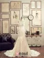 Gorgeous Mermaid Spaghetti Straps Handmade Flowers Backless Champagne Lace Wedding Dresses