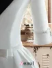 Weinlese-palast Quadratischen Ausschnitt Sicke Pearl & Blumenrückenfrei Weiß Matt Hochzeitskleider