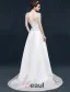 Une Ligne Volants Appliques Décolleté Carré De Dentelle Sash Robe De Mariée En Satin