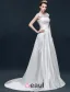 Une Ligne Volants Appliques Décolleté Carré De Dentelle Sash Robe De Mariée En Satin