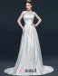 Une Ligne Volants Appliques Décolleté Carré De Dentelle Sash Robe De Mariée En Satin