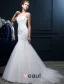 Mermaid Square Neckline Backless Lace Tulle Wedding Dress
