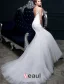 Mermaid Square Neckline Backless Lace Tulle Wedding Dress