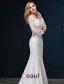 Sirène Encolure Carrée Manches Longues Robe De Mariée En Dentelle Ajourée
