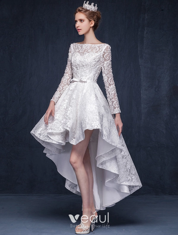 Asymmetrical lace clearance wedding dress