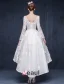 Gorgeous A-line Square Neckline Ruffle Asymmetrical Short Lace Wedding Dress