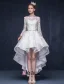 Gorgeous A-line Square Neckline Ruffle Asymmetrical Short Lace Wedding Dress