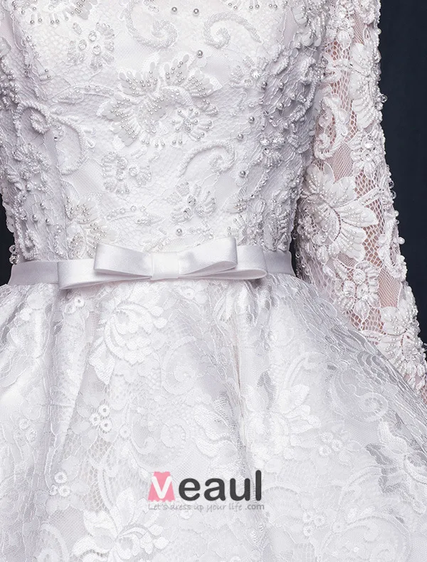 Gorgeous A-line Square Neckline Ruffle Asymmetrical Short Lace Wedding Dress