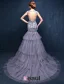 Gorgeous Mermaid Square Neckline Sleeveless Backless Appliques Lace Grey Evening Dress