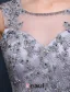 Gorgeous Mermaid Square Neckline Sleeveless Backless Appliques Lace Grey Evening Dress