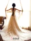 A-line Quadratischen Ausschnitt Kurzen Ärmeln Appliques Champagner Brautkleid