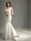 Mermaid Off The Shoulder Deep V-neck Beading Rhinestones Sash Ivory Satin Wedding Dress