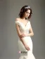 Mermaid Off The Shoulder Deep V-neck Beading Rhinestones Sash Ivory Satin Wedding Dress
