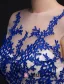 Mermaid Square Neckline Royal Blue Lace Champagne Organza Evening Dress