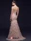 Havfrue Kjæreste Ryggløse Veve Gripende Ruffles Champagne Organza Selskapskjoler