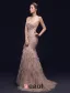Havfrue Kjæreste Ryggløse Veve Gripende Ruffles Champagne Organza Selskapskjoler
